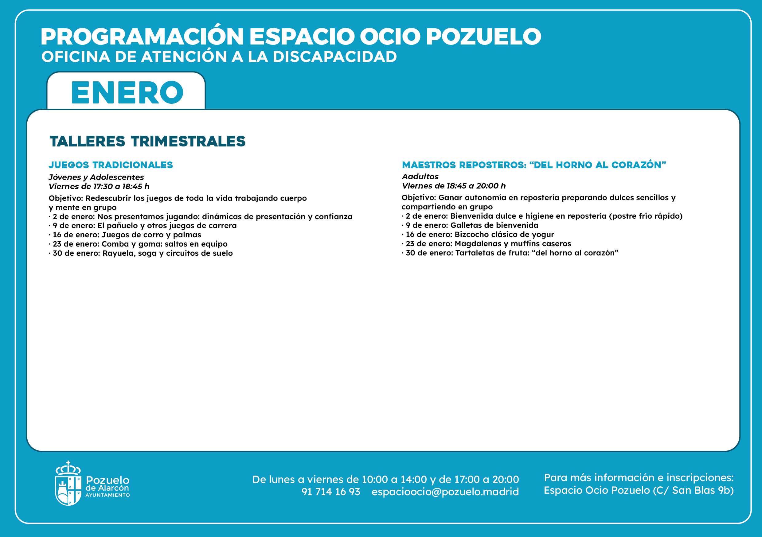 talleres trimestrales cartel