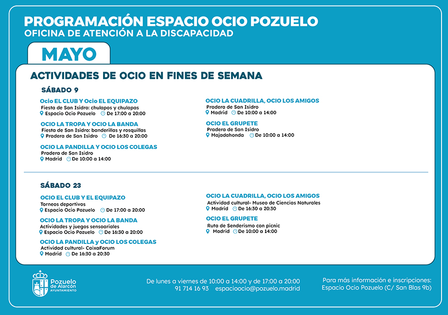 Actividades de ocio en fin de semana