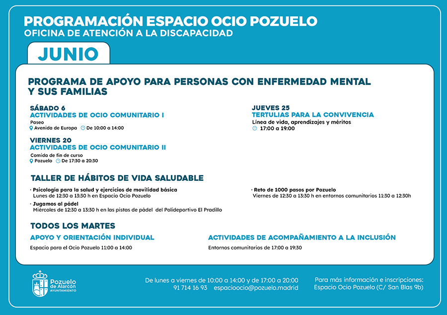 Programa de apoyo para personas con enfermedad mental y sus familias. Junio