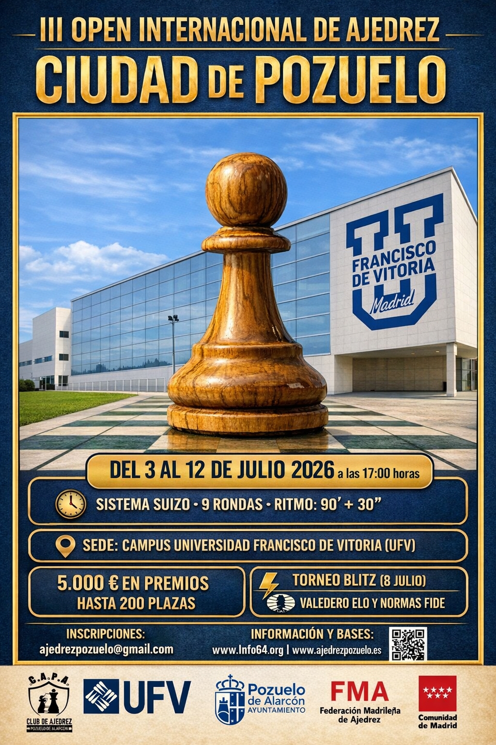 Pozuelo acogerá en julio el III Open Internacional de Ajedrez Ciudad de Pozuelo