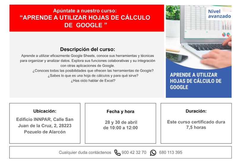 Madrid Aula Digital. Aprende a utilizar Hojas de cálculo de Google