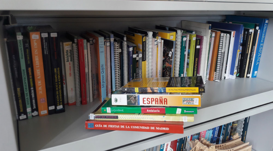 Estantería con libros de España