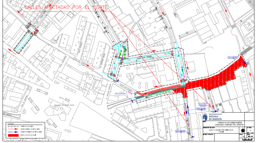 Plano indicativo de los cortes de tráfico