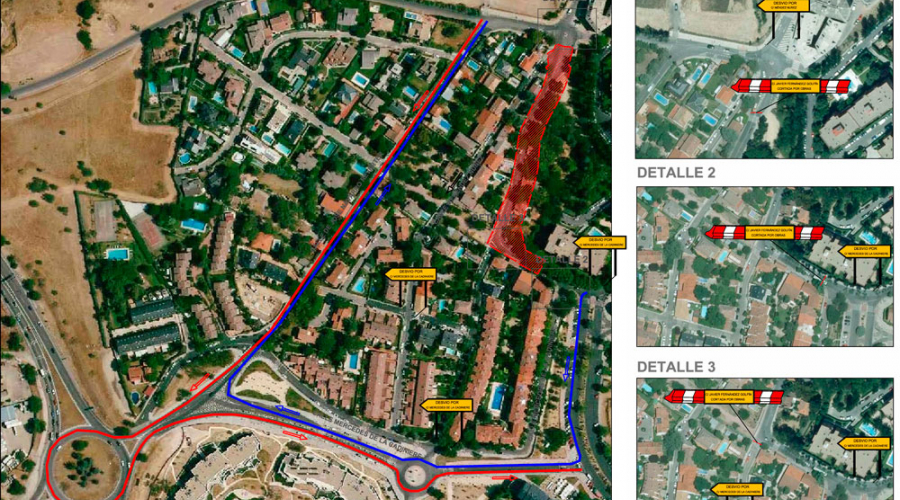 Corte de tráfico por obras en la calle Javier Fernández Golfín