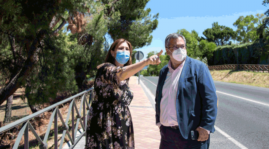 Susana Pérez Quislant, visitando las obras de mejora de la carretera M-508