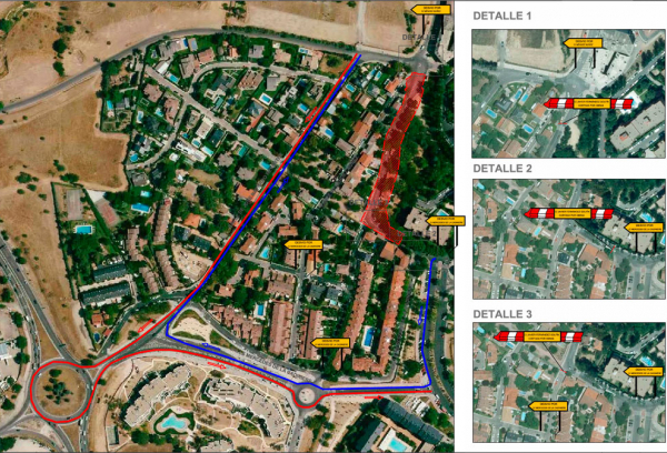 Corte de tráfico por obras en la calle Javier Fernández Golfín