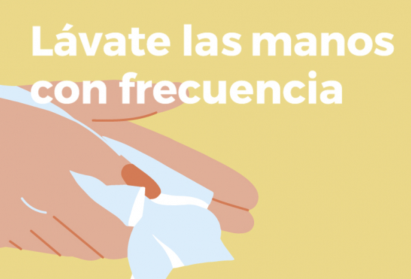Cartel campaña COVID-19 Lávate las manos con frecuencia